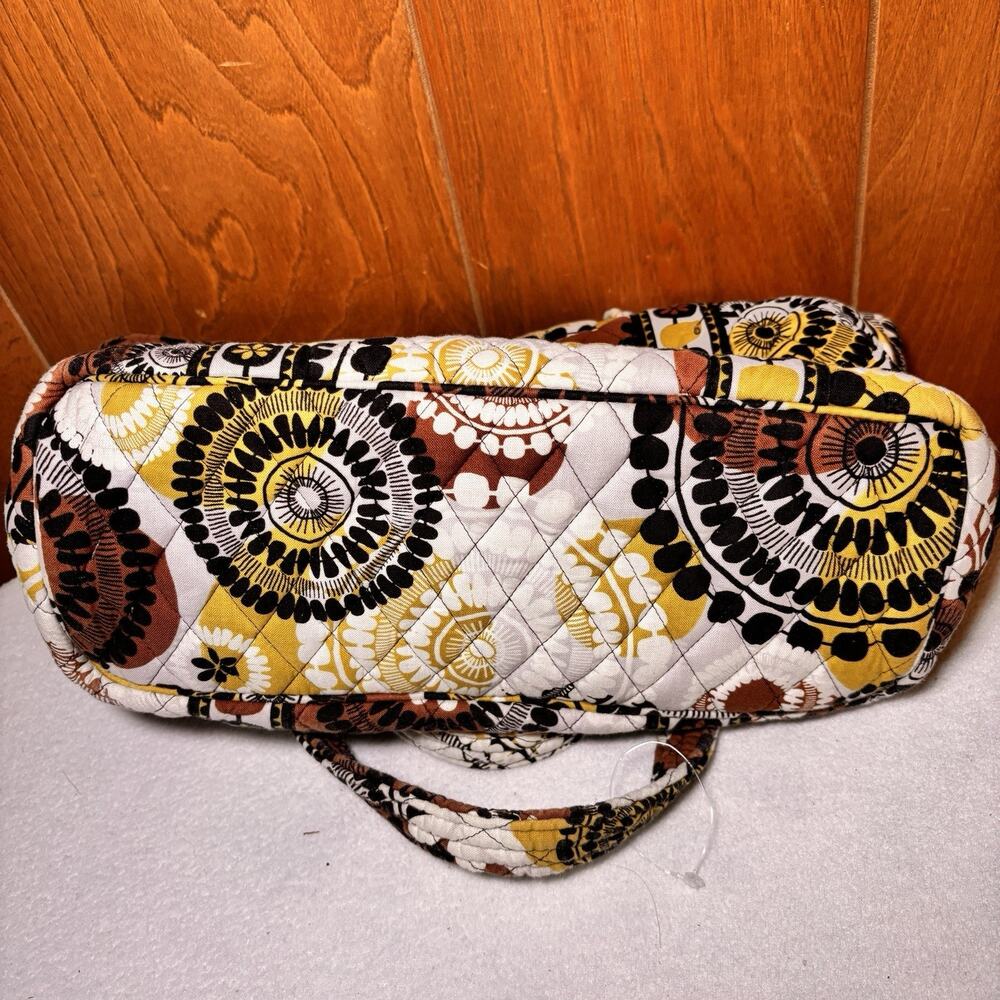 Vera Bradley Cocoa Moss Quilted Tote Bag Brown Yellow Floral Shoulder Purse - Picture 8 of 8